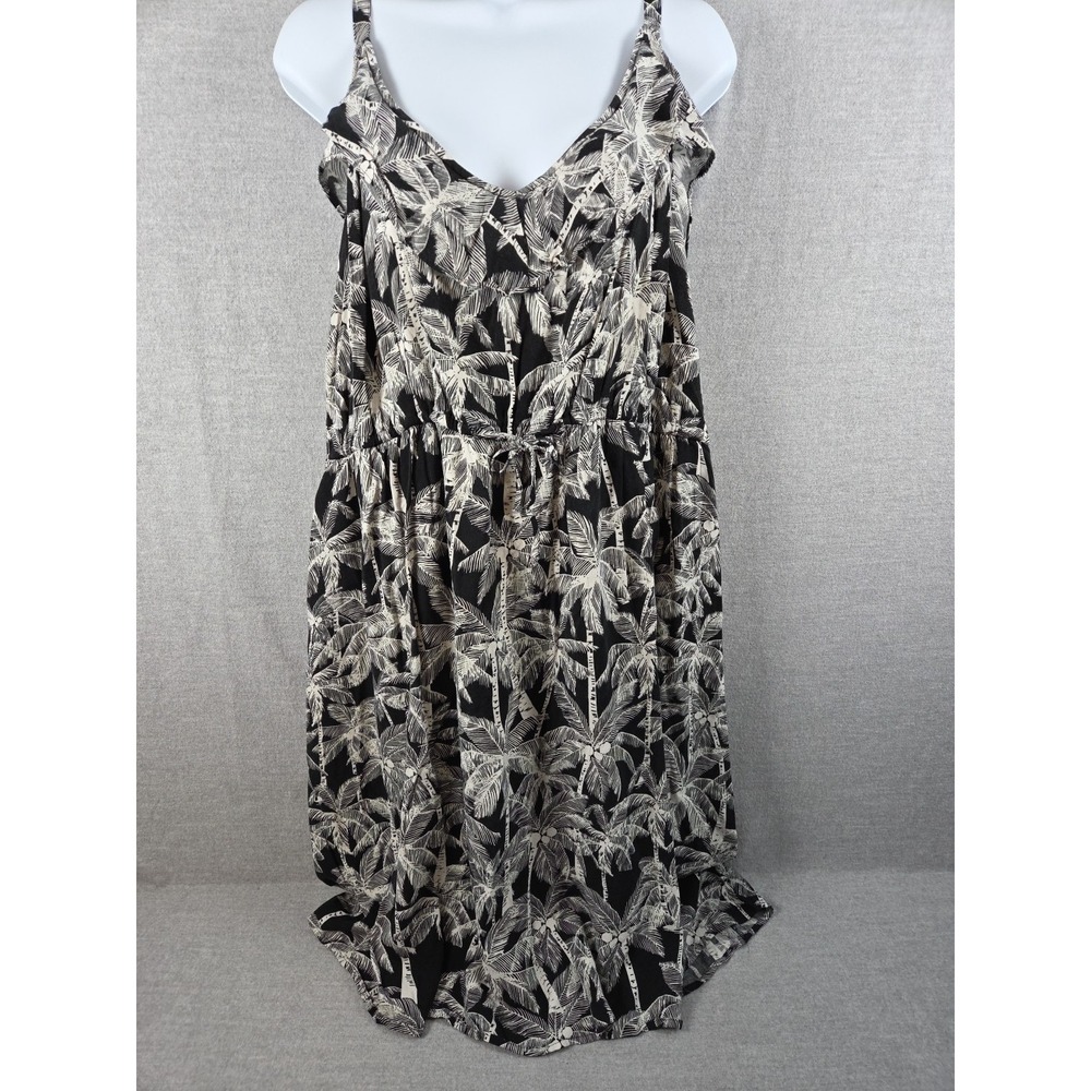 Torrid 5X Rayon Midi Sun Dress Floral Black Flowy Whimsigoth Tie Waist Boho